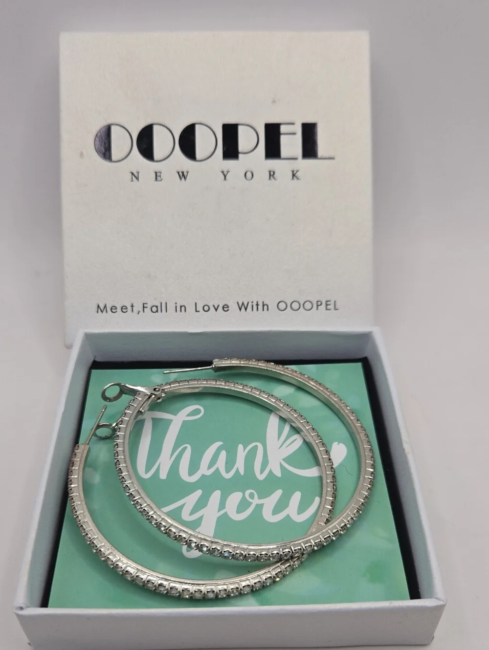 NEW Silver Crystal Hoop Earrings - Silver